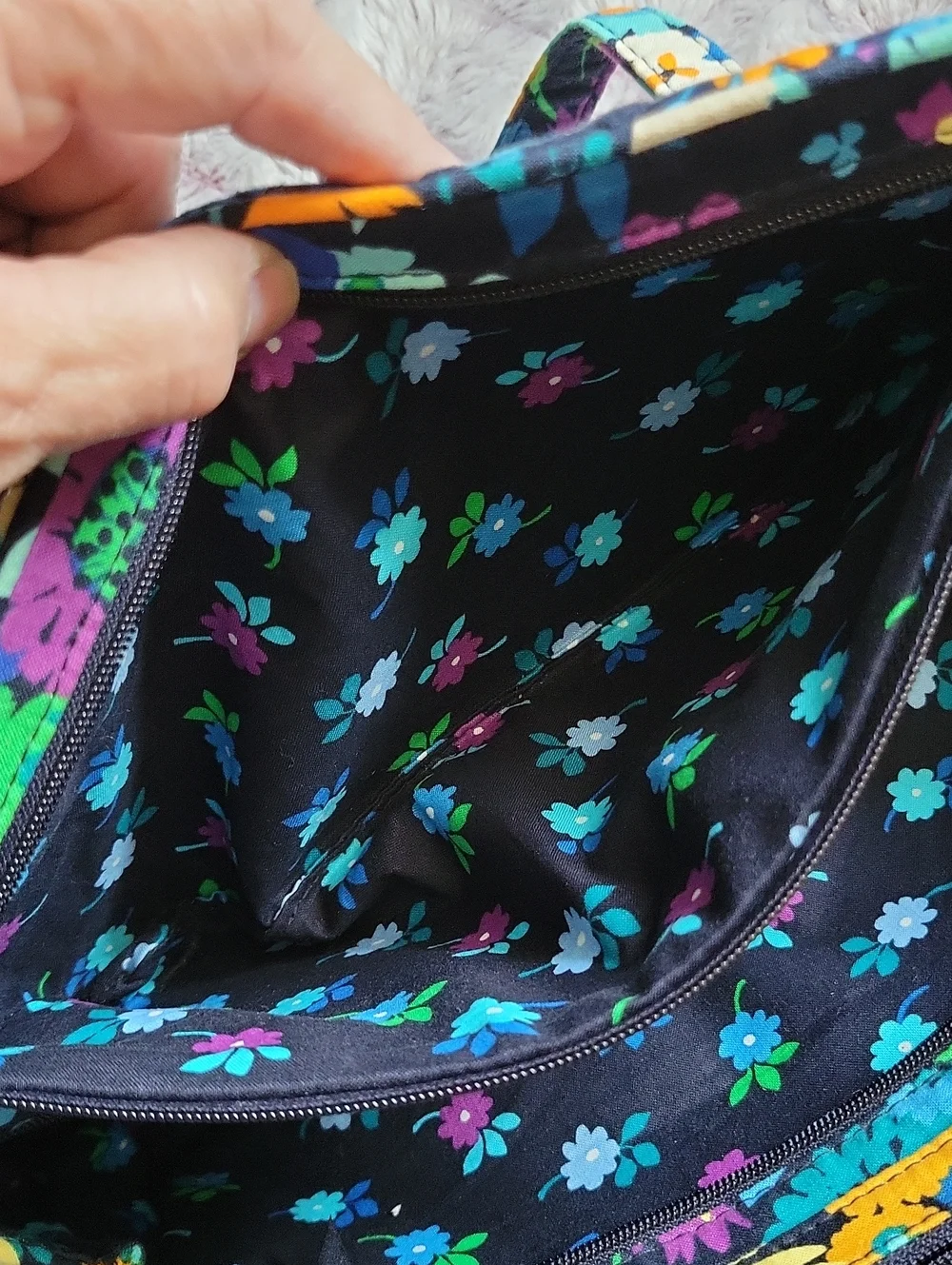 Vera Bradley Whitney Midnight Blues Floral Quilted Shoulder Bag Satchel Retired